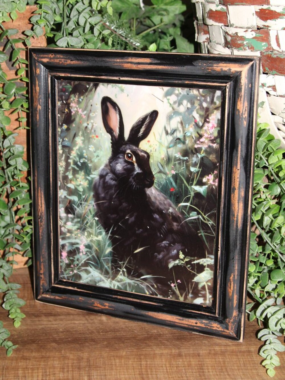 NEW Dark Moody French Country Farmhouse Black Woodland Bunny Rabbit Wall Decor